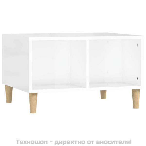Кафе маса, бял гланц, 60x50x36,5 см, инженерно дърво