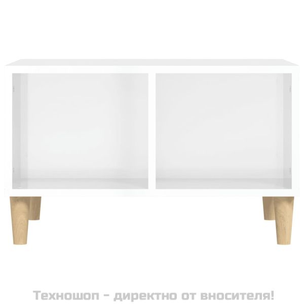 Кафе маса, бял гланц, 60x50x36,5 см, инженерно дърво