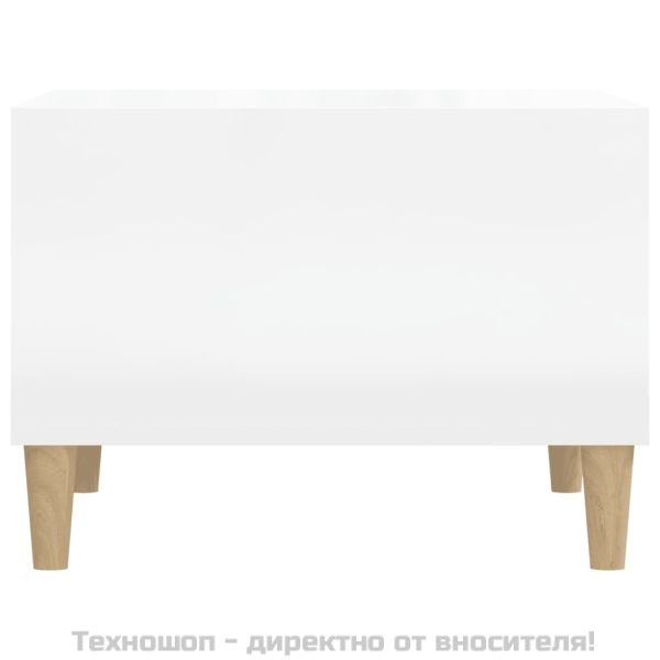 Кафе маса, бял гланц, 60x50x36,5 см, инженерно дърво
