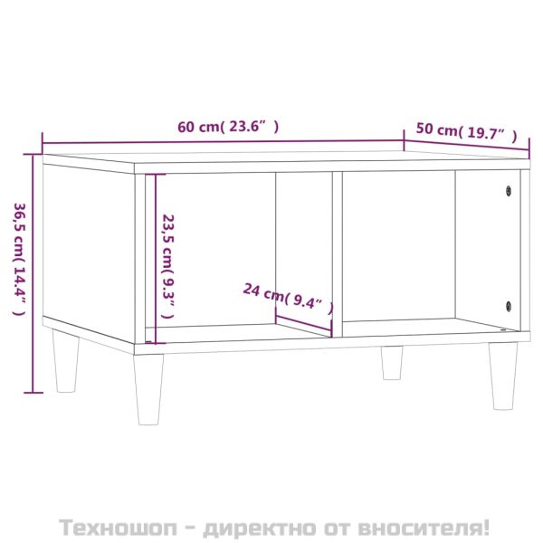 Кафе маса, бял гланц, 60x50x36,5 см, инженерно дърво