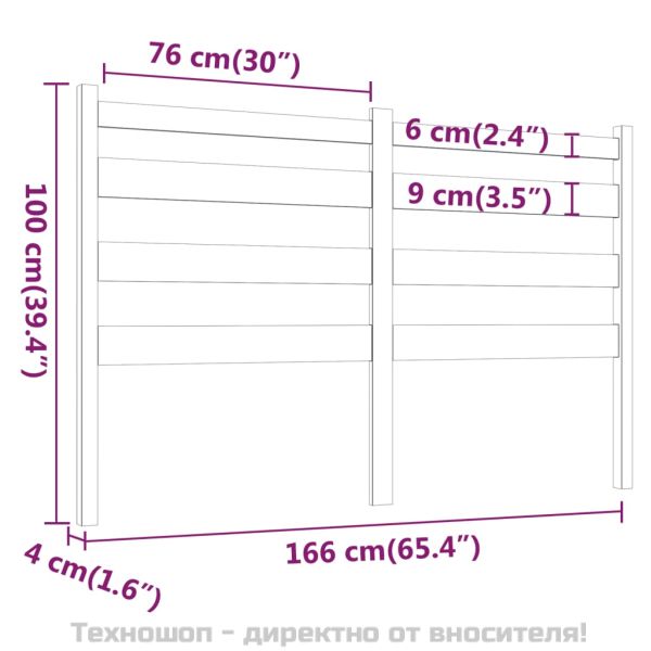 Горна табла за легло, 166x4x100 см, бор масив