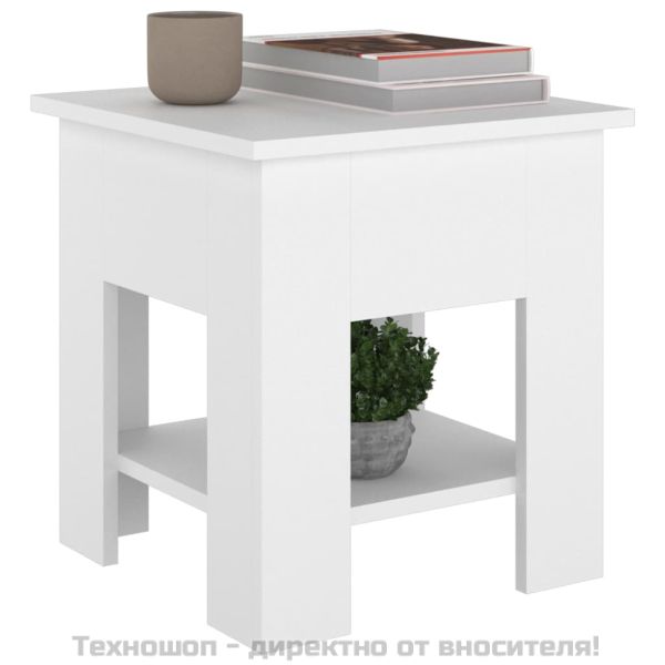 Маса за кафе, бяла, 40x40x42 см, инженерно дърво