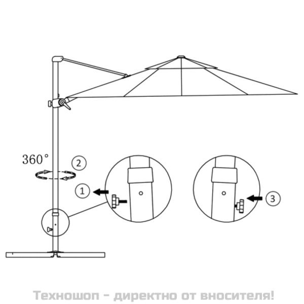 Конзолен градински чадър с алуминиев прът, зелен, 300 см