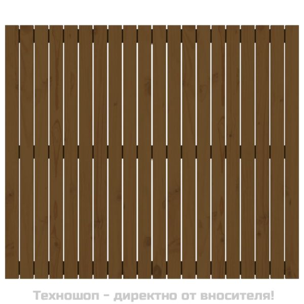 Стенна табла за спалня, меденокафява, 127,5x3x110 см, бор масив