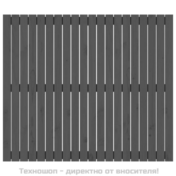 Стенна табла за спалня, сива, 127,5x3x110см, борово дърво масив