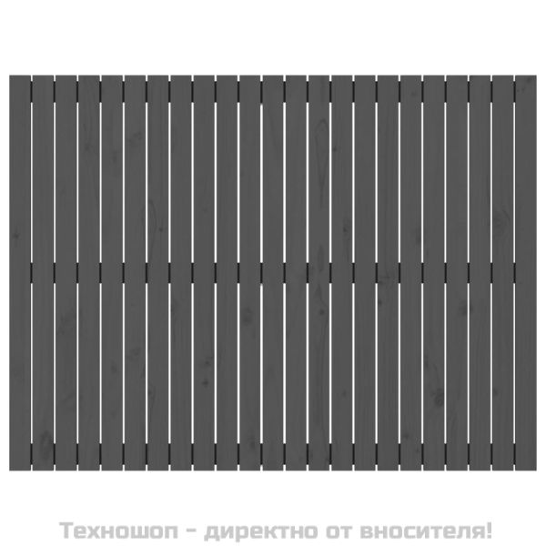 Стенна табла за спалня, сива, 146,5x3x110см, борово дърво масив