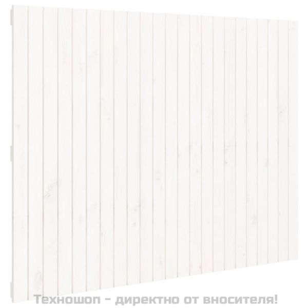 Стенна табла за спалня бяла 146,5x3x110 см борово дърво масив