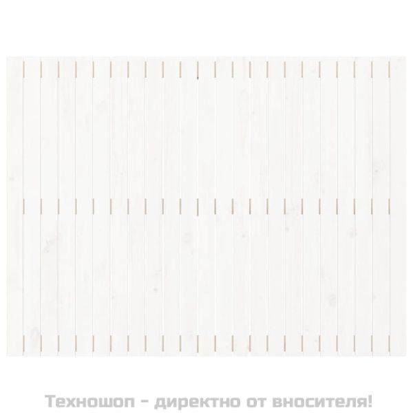 Стенна табла за спалня бяла 146,5x3x110 см борово дърво масив