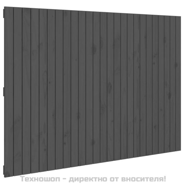 Стенна табла за спалня, сива, 159,5x3x110см, борово дърво масив