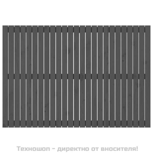 Стенна табла за спалня, сива, 159,5x3x110см, борово дърво масив