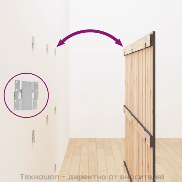 Стенна табла за спалня, сива, 159,5x3x110см, борово дърво масив