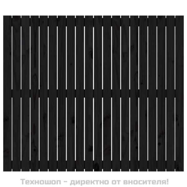 Стенна табла за спалня черна, 127,5x3x110см, борово дърво масив