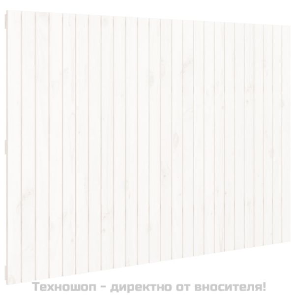 Стенна табла за спалня бяла 159,5x3x110 см борово дърво масив