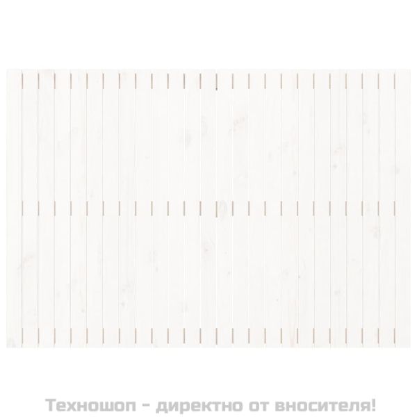 Стенна табла за спалня бяла 159,5x3x110 см борово дърво масив