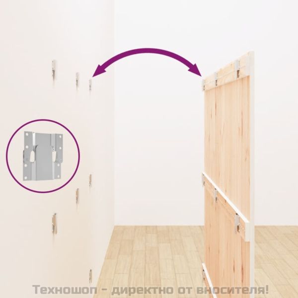 Стенна табла за спалня бяла 159,5x3x110 см борово дърво масив