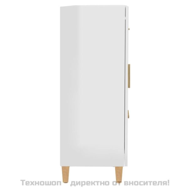 Сайдборд, бял гланц, 69,5x34x90 см, инженерно дърво