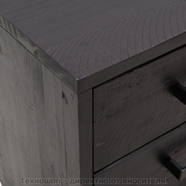 Нощни шкафчета, 2 бр, черни, 40x30x55 см, борово дърво масив