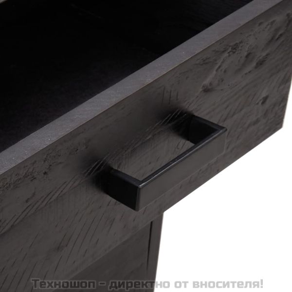 Нощни шкафчета, 2 бр, черни, 40x30x55 см, борово дърво масив