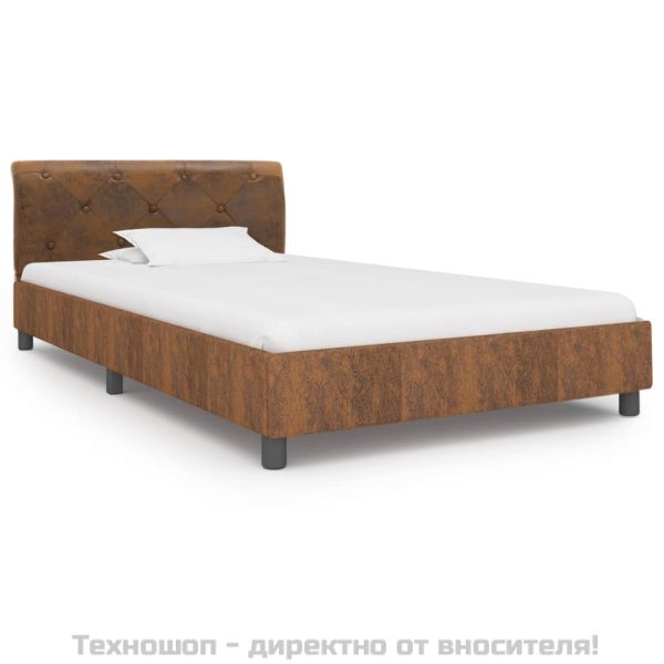 Рамка за легло, кафява, изкуствен велур, 100x200 см