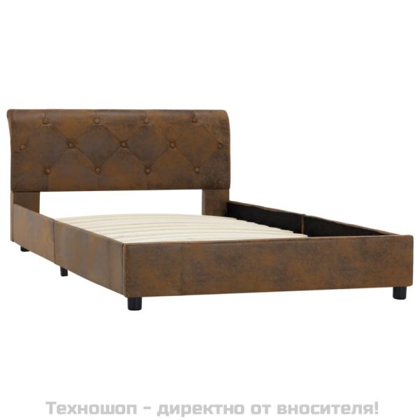 Рамка за легло, кафява, изкуствен велур, 100x200 см