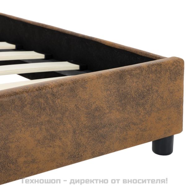 Рамка за легло, кафява, изкуствен велур, 100x200 см