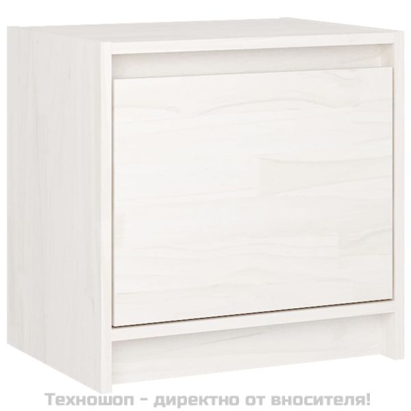 Нощни шкафчета, 2 бр, бели, 40x30,5x40 см, бор масив