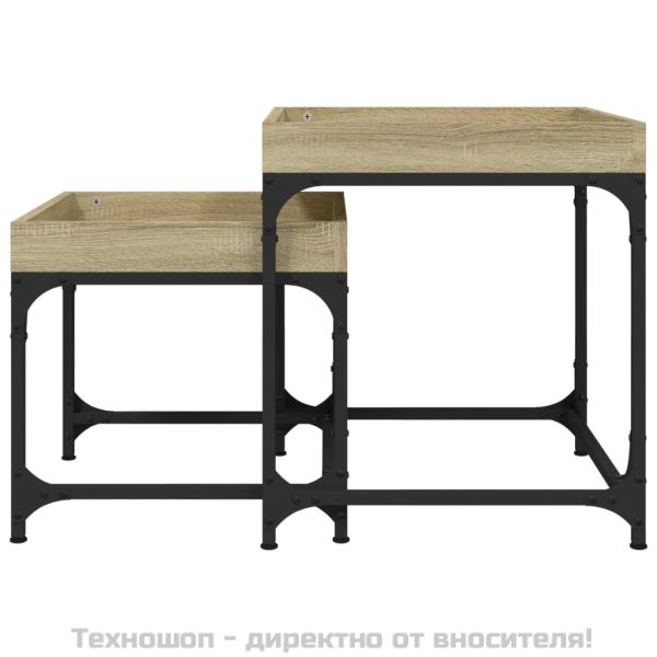 Странични маси, 2 бр, дъб сонома, инженерно дърво