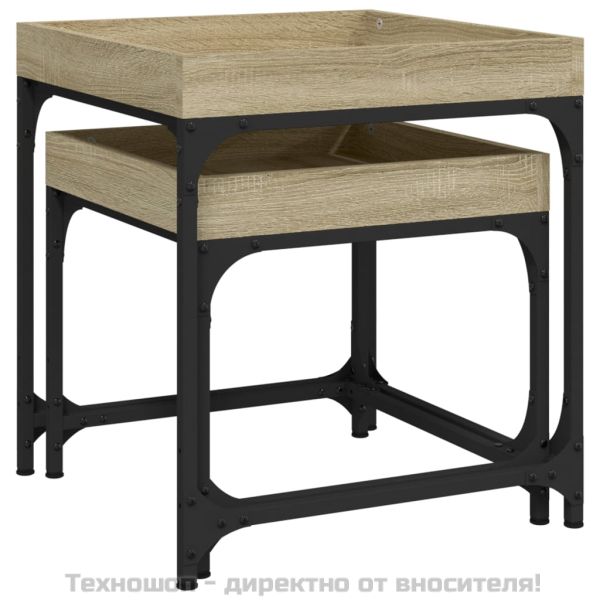 Странични маси, 2 бр, дъб сонома, инженерно дърво