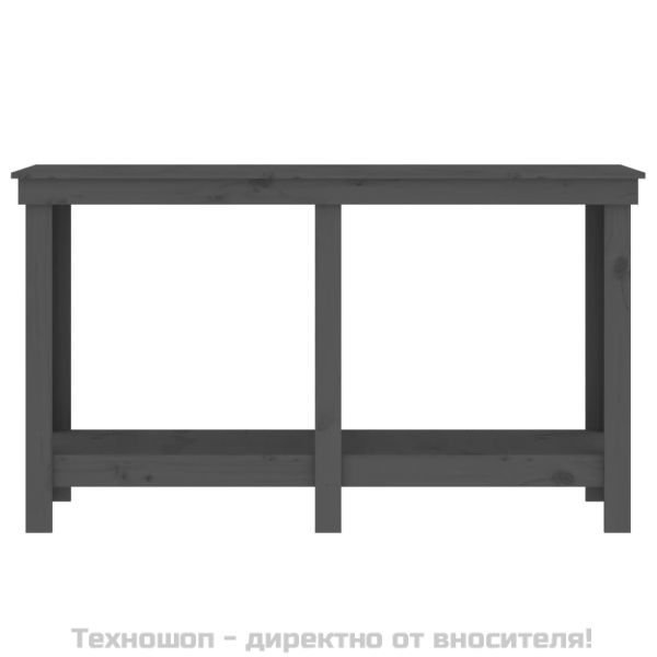 Работна маса сива 140x50x80 см борово дърво масив