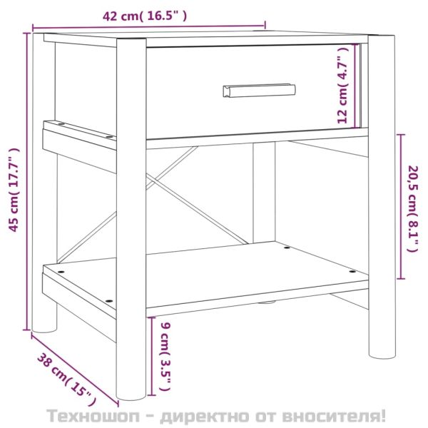 Нощни масички, 2 бр, черни, 42x38x45 см, инженерно дърво
