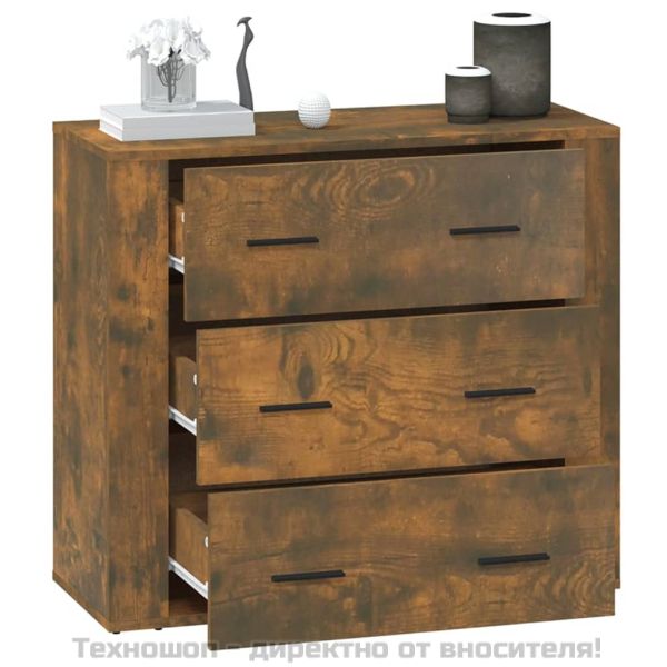 Сайдборд, опушен дъб, 80x33x70 см, инженерно дърво