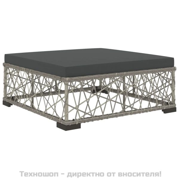 Градински комплект с възглавници, 5 части, полиратан, сив