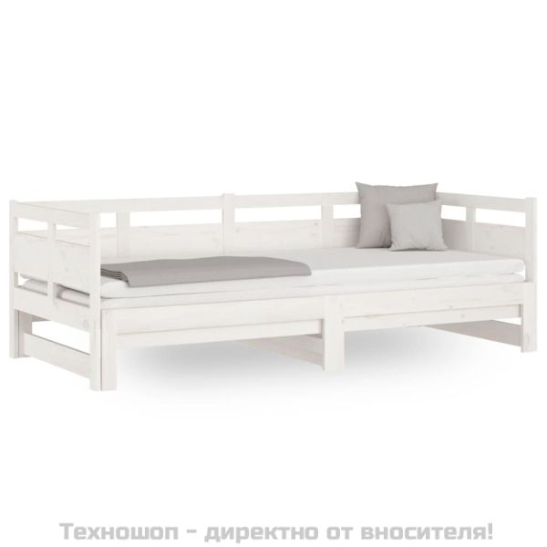 Разтегателно дневно легло, без матрак, бяло, 2x(90x200) см