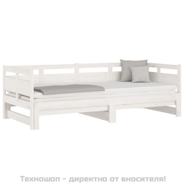 Разтегателно дневно легло, без матрак, бяло, 2x(90x200) см