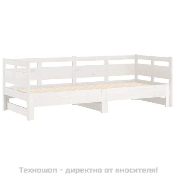 Разтегателно дневно легло, без матрак, бяло, 2x(90x200) см