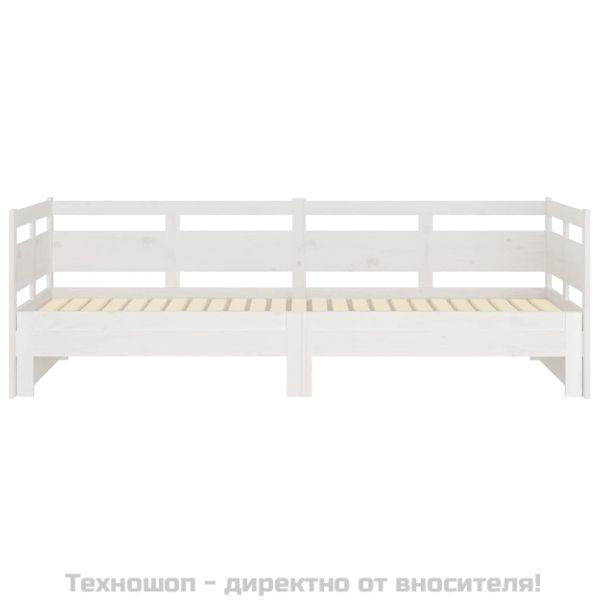 Разтегателно дневно легло, без матрак, бяло, 2x(90x200) см