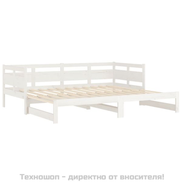 Разтегателно дневно легло, без матрак, бяло, 2x(90x200) см