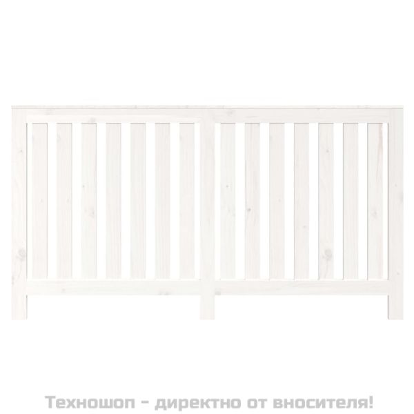 Параван за радиатор бял 153x19x84 см борово дърво масив