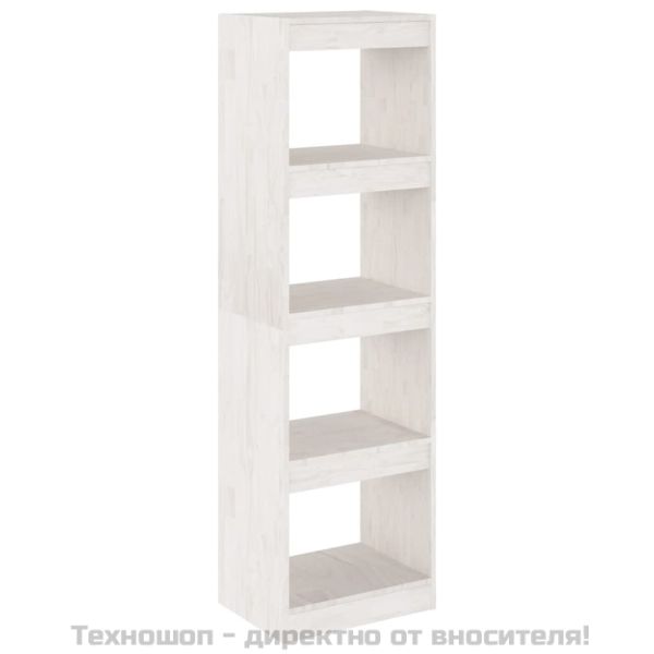Библиотека/разделител за стая, бяла, 40x30x135,5 см, бор масив