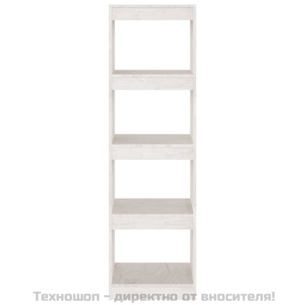 Библиотека/разделител за стая, бяла, 40x30x135,5 см, бор масив