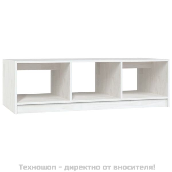 Маса за кафе, бяла, 110x50x34 см, борово дърво масив