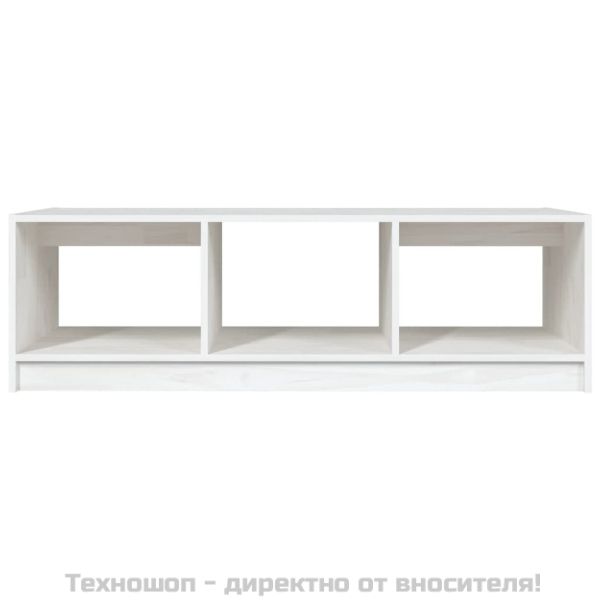 Маса за кафе, бяла, 110x50x34 см, борово дърво масив