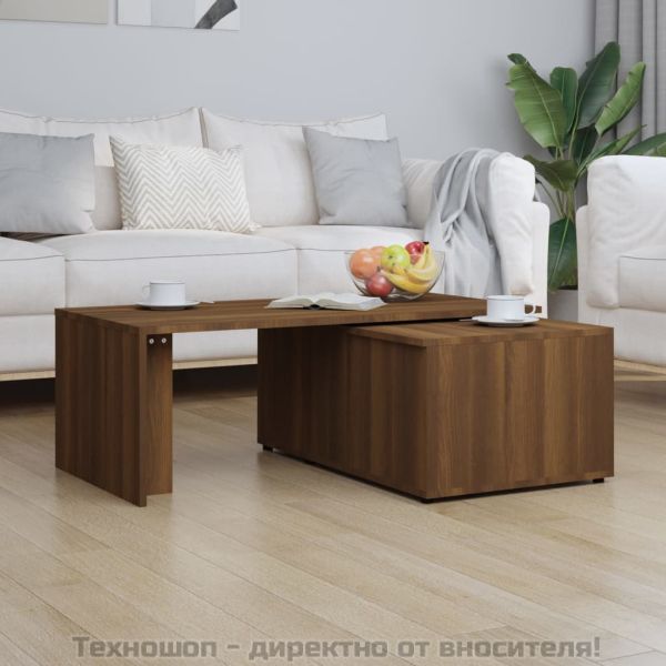 Кафе маса, кафяв дъб, 150x50x35 см, инженерно дърво