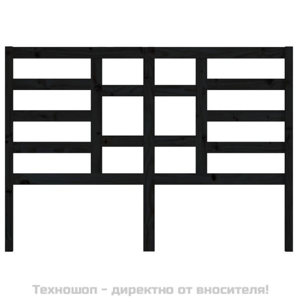 Горна табла за легло, черна, 146x4x104 см, бор масив