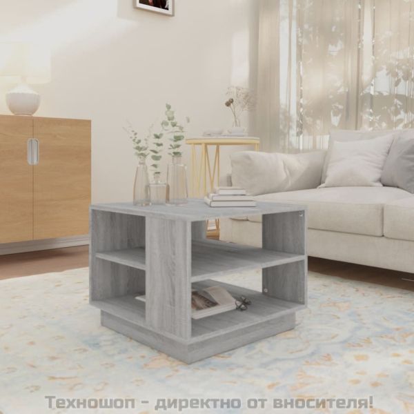 Кафе маса, сив сонома, 55x55x43 см, инженерно дърво
