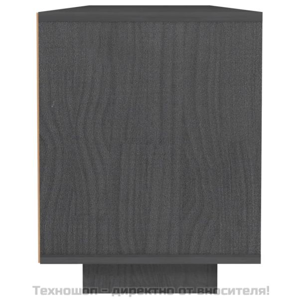 ТВ шкаф, сив, 110x30x40 см, борово дърво масив