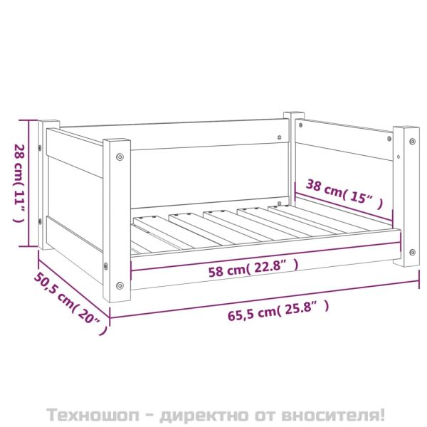 Кучешко легло, черно, 65,5x50,5x28 см, борова дървесина масив