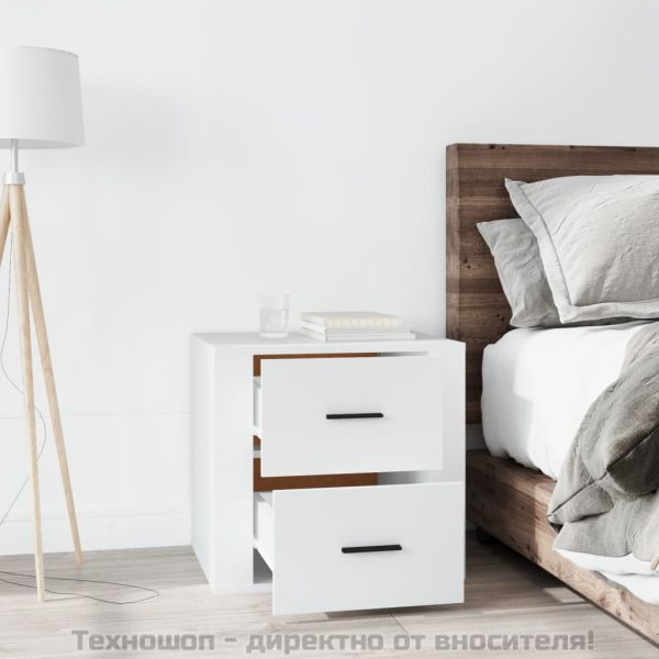 Нощно шкафче, бяло, 50x39x47 см