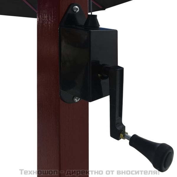 Окачен чадър с дървен прът, 400x300 см, черен