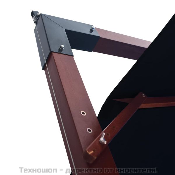 Окачен чадър с дървен прът, 400x300 см, черен